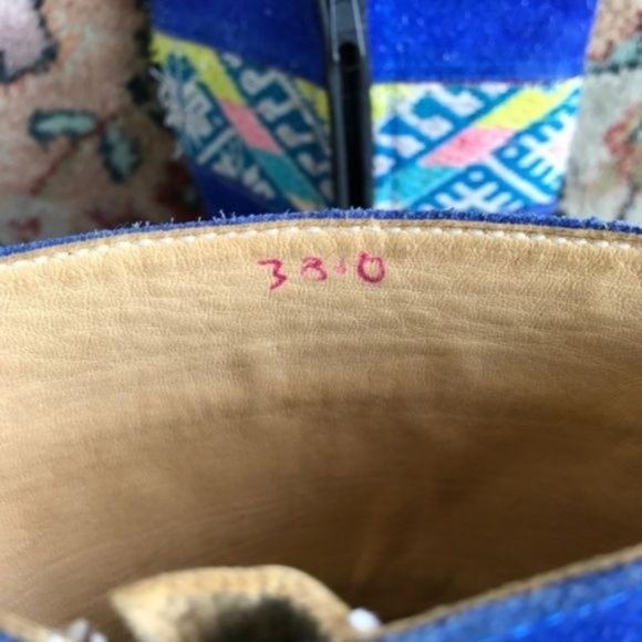 Suede Textile Boots Moroccan Handmade Local Blue - Picture 5 of 7